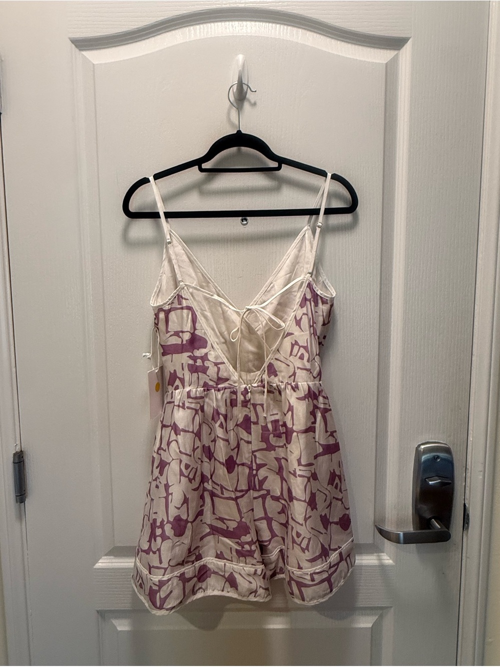 Maude Club Kelsie Romper Lilac White Print Spaghetti Strap Size S NWT - Picture 3 of 5